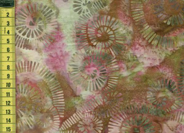 Batik Spiralen Schnecken rosa schlamm braun